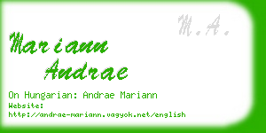 mariann andrae business card